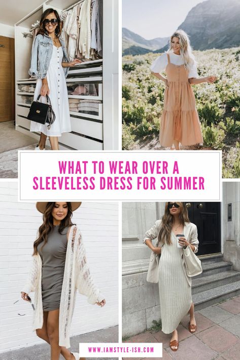 Summer Style tips: What to wear over a sleeveless dress What To Wear Over A Dress, Strapless Prom Dress, Grunge Dress, Sleeveless Gown, Cotton Dress Summer, Sleeveless Dress Summer, Summer Wedding Dress, Black Sleeveless Dress, Dressy Outfits