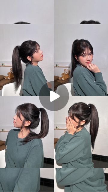 How To Make High Ponytail, How To Do A High Ponytail, Korean High Ponytail, High Ponytail Hacks, Ponytail Hairstyles With Bangs, Perfect Ponytail Tutorial, Japanese Ponytail, Korean Ponytail, Short Hair Ponytail