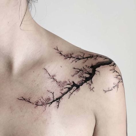 Top 57+ Best Tree Branch Tattoo Ideas - [2021 Inspiration Guide] Tree Branch Tattoo, Olive Branch Tattoo, Sakura Tattoo, Wrap Tattoo, Branch Tattoo, Bone Tattoos, Red Tattoos, Modern Tattoos, Collar Bone Tattoo