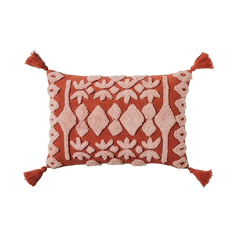 Home Republic - Red Earth Tufted Cushion | Homewares | Adairs Knitted Cushion Covers, Pic Pic, Bedroom Vibes, Bedroom Redesign, Red Earth, Knitted Cushions, Orange Decor, Apartment Bedroom, Red Cushions