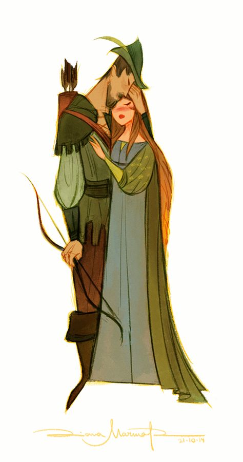 Maid Marian Art, Robin Hood Character Design, Hood Drawings Sketches, Robin Hood And Maid Marian Costume, Robin Hood Illustration, Robin Hood Drawing, Maid Character Design, Hood Character Design, Robin Hood Art