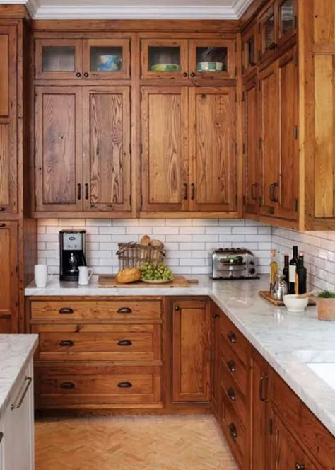 Cherry Wood Kitchen Cabinets, Cherry Wood Kitchens, Rustic Kitchen Cabinets, Kabinet Dapur, Farmhouse Kitchen Cabinets, Kitchen Cabinets Decor, New Kitchen Cabinets, Classic Kitchen, Kitchen Cabinets Makeover