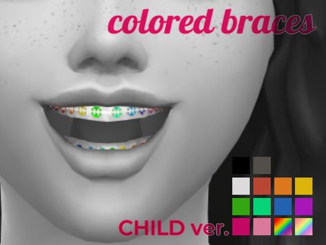 Colored Braces, Rainbow Braces, Toddler Makeup, Sims 4 Tsr, Sims 4 Traits, Makeup Cc, The Sims 4 Pc, Free Sims 4, Teeth Braces