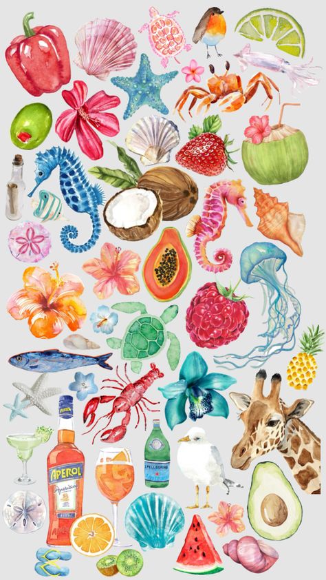 tropical vibes #tropical #summer Tropical Collage Wallpaper, Summer Aesthetic Poster, Summer Aesthetic Drawing, Tropical Vibes Wallpaper, Obx Summer Aesthetic, Tropical Vibes Aesthetic, Tropical Widgets, Summer Icons Aesthetic, Tropical Aesthetic Summer Vibes