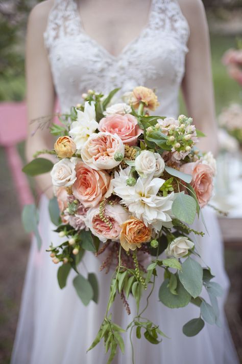 Apricot, peach, ballet pink, sage green bouquet by Bloomers Apricot Wedding, Floral Wedding Theme, Bridal Bouquet Peach, Pink Wedding Receptions, Sage Green Wedding Colors, Pink Green Wedding, Green Bouquet, Green Wedding Colors, Sage Wedding