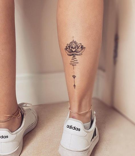 Lotus Flower Tattoo Wrist, Flower Tattoo Ideas For Women, Leg Tattoos For Women, Small Flower Tattoos For Women, Lotus Flower Tattoo Ideas, Tattoo On Leg, Lower Leg Tattoos, Flower Tattoo Ideas, Thigh Tattoo Designs