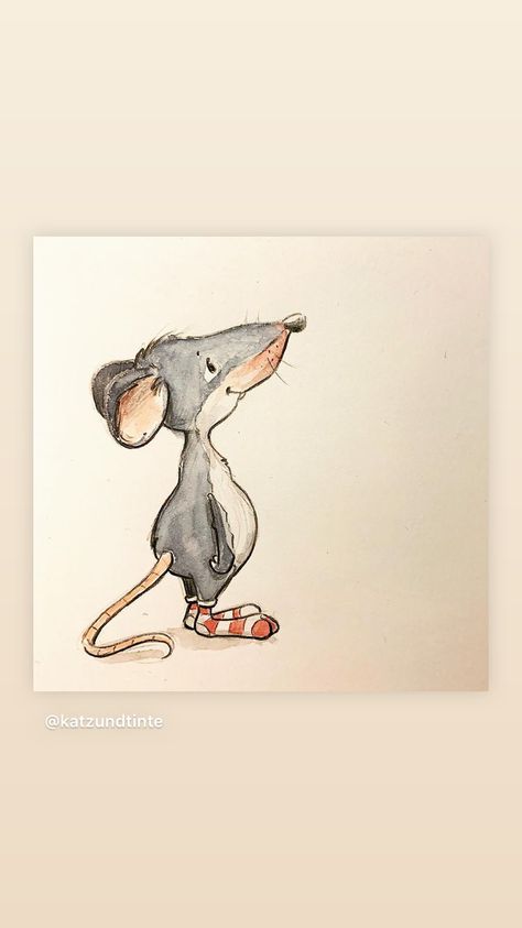 Whimsical Animals Watercolor, Mouse Art Illustration, Mouse Illustration Cute, Watercolour Mouse, Watercolor Animals Easy, Whimsical Art Drawings, Image Girly, Mouse Watercolor, Maus Illustration