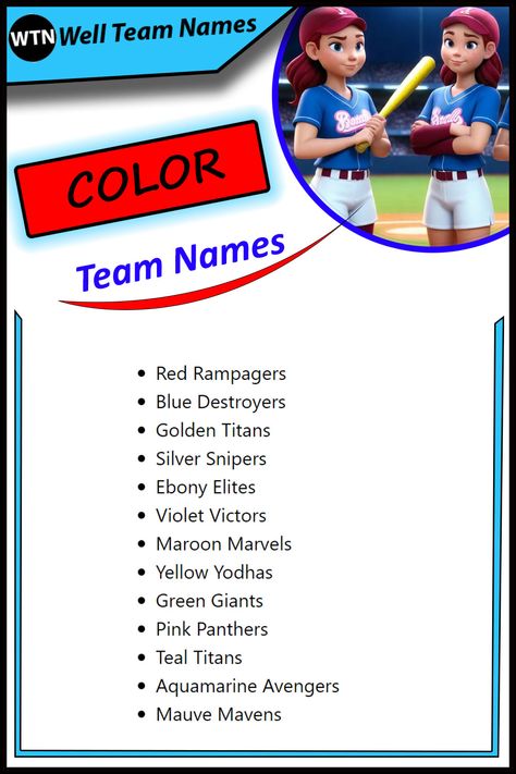 color team names 	 color team names ideas 	 team names for the color orange 	 team names for the color blue 	 team names by color 	 team names for color black 	 color black team names 	 team names for the color black 	 orange color team names 	 green color team names 	 color run team names 	 team names for the color pink 	 team names for the color green 	 team names for the color red 	 color run team names ideas Sports List, Team Names Ideas, Best Team Names, Sports Creative, Butterfly Art Drawing, The Color Orange, The Color Green, The Color Red, The Color Black