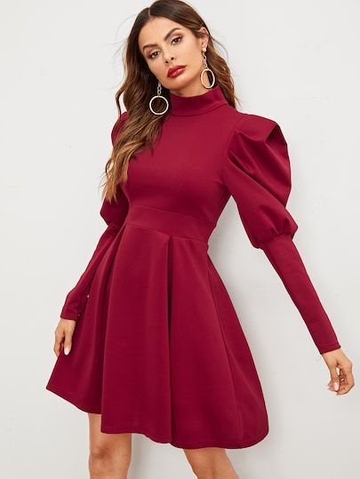 Shop Leg-of-mutton Sleeve Solid Dress online. SheIn offers Leg-of-mutton Sleeve Solid Dress & more to fit your fashionable needs. Mutton Sleeve, Short Frocks, Toni Stark, Leg Of Mutton Sleeve, Flowy Maxi Skirts, Cato Fashion, Stylish Dresses For Girls, Lace Fashion, Solid Dress