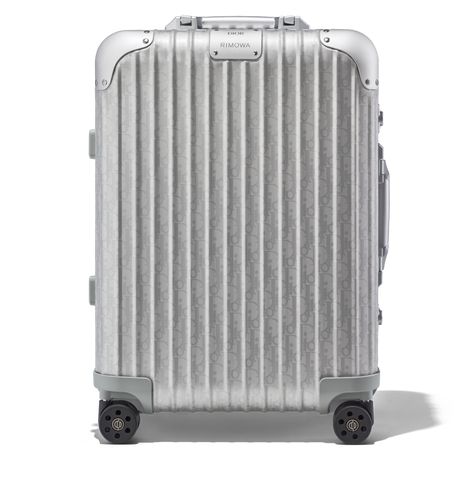 DIOR and RIMOWA Cabin Suitcase in Silver | RIMOWA Rimowa Carry On, Rimowa Cabin, Olympic Airlines, Rimowa Luggage, Christian Dior Homme, Air Transat, Cebu Pacific, Air China, Emirates Airline