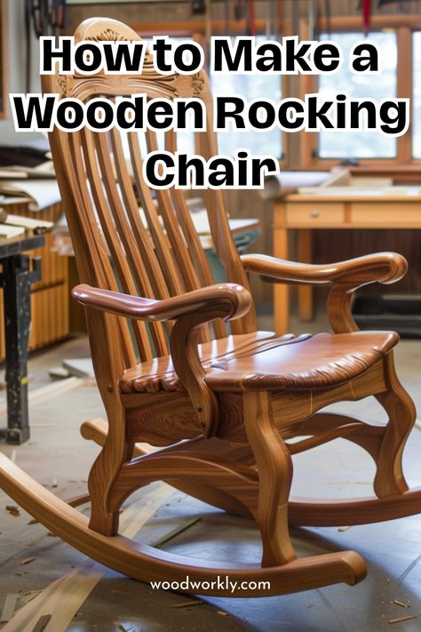 Learn how to craft a wooden rocking chair with this detailed step-by-step guide. Discover essential woodworking techniques and tips for building a classic piece of furniture. Create your own rocking chair masterpiece with these expert instructions! #WoodenRockingChair #DIYWoodworking #FurnitureCrafting #Woodworkly Craft your own wooden rocking chair with confidence How To Make A Rocking Chair, Rocking Chair Diy, Diy Rocking Chair, Painted Rocking Chairs, Wooden Rocking Chair, Rocking Chair Plans, Vintage Rocking Chair, Chair Woodworking Plans, Wooden Rocking Chairs