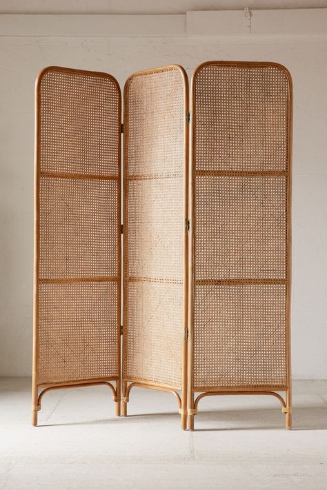 Divider… Natural fibers for a home that’s casually cool and collected - The Washington… Folding Screen Room Divider, Divider Design, Cane Furniture, Decor Ikea, Deco Nature, Room Divider Screen, Divider Screen, Wicker Decor, Folding Screen