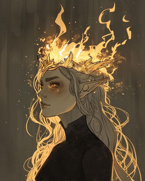 FIREHEART ❤️‍🔥 “She was Aelin Fireheart, and she bowed for no one and nothing, save the crown that was hers by blood and survival and… | Instagram Fantasy Crown Drawing, Fantasy Book Fanart, Heir Of Fire Fan Art, To Whatever End Fireheart, Queen Sketch, Aelin Fireheart, Fantasy Fanart, Queen Of Shadows, Tog Series