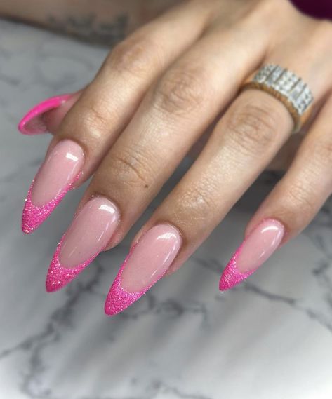 Pink Nail Ideas, Barbie Pink Nails, Pink French Nails, Cute Pink Nails, Light Pink Nails, Hot Pink Nails, Pretty Nail Designs, Cute Summer Nails, Pink Barbie