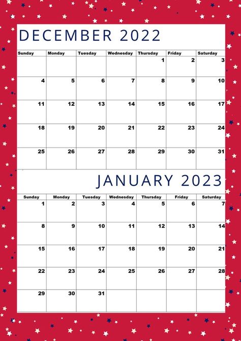 Jan 2023 Calendar, December January Calendar, January 2023 Calendar Printable, Dec Calendar, 2023 Calendar Printable, January Calendar, Weekly Calendar Planner, 31st January, 2023 Calendar