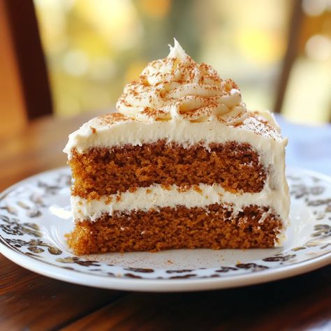 Pumpkin Spice Cake with Cream Cheese Frosting Pumpkin Spice Cake, Cake With Cream Cheese Frosting, Dinner Bread, With Cream Cheese Frosting, Fall Spices, Fall Dessert, Spice Cake, Cake With Cream Cheese, Round Cake Pans