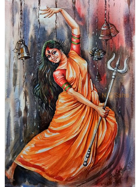 Maa durga watercolour Ma Durga Full Body Drawing, Maa Durga Watercolour Painting, Durga Maa Watercolor Painting, Durga Painting Watercolor, Maa Durga Painting Easy, Devi Durga Paintings, Mataji Painting, Mataji Drawing, Maa Durga Painting On Canvas