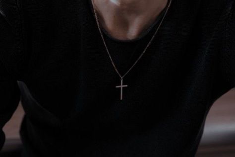 Cross Necklace Aesthetic Men, Cross Necklace Aesthetic, Men Cross Necklace, Aesthetic Man, Man Aesthetic, Aesthetic Men, Necklace Aesthetic, Makeup Brushes Guide, Literary Genre