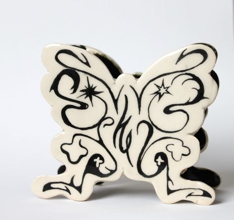 Y2k Illustration, Presentation Furniture Design, Black And White Butterfly, Ceramic Butterfly, Color Me Mine, Abstract Watercolor Art, Ceramic Shop, Tattoo Flash Art, Ceramics Pottery Art