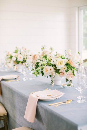 Dusty Blue Wedding Reception, Dusty Blue And Blush Wedding, Blue Wedding Receptions, Blue And Blush Wedding, Blush Wedding Colors, Wedding Color Combos, Orchard Wedding, Wedding Venue Houston, Rustic Wedding Venues