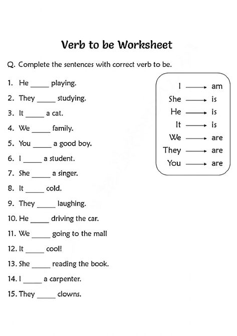 Verb To Be Worksheets, To Be Worksheet, Helping Verbs Worksheet, Common Noun, Worksheets For Grade 1, Verbo To Be, Verb To Be, Worksheets For Class 1, English Grammar Exercises