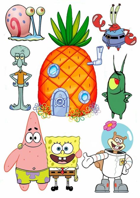 Spongebob Topper Printable, Sponge Bob Cake Topper Printable, Spongebob Cake Topper Printable, Spongebob Stickers Printable, Spongebob Birthday Cake Toppers, Spongebob Printables, Bob Sponge Cake, Spongebob Birthday Ideas, Stickers Spongebob