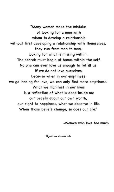 #quote from the #book “Women who love too much” Woman Who Love Too Much, Women Who Love Too Much Quotes, Think Too Much Quotes, Women Who Think Too Much, Women Who Love Too Much, Love Too Much, Book Women, Think Too Much, Best Life Advice