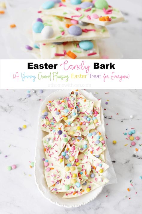 Easter Bark Candy, Easter Bark Recipe, Bunny Bark, Easter Bunny Bark, Candy Bark Recipes, Easter Bark, Bark Candy, Easy Easter Treats, Candy Bark