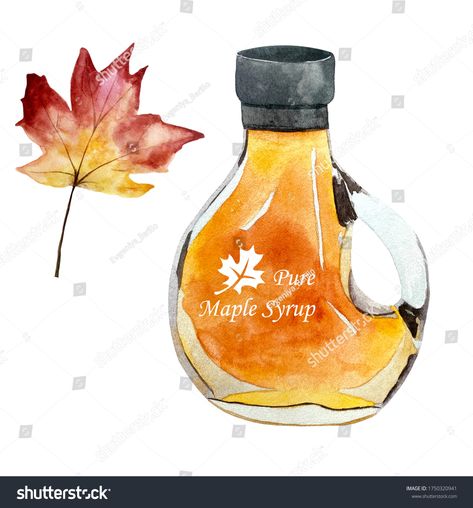 Maple Syrup Photoshoot, Syrup Illustration, Maple Syrup Drawing, Maple Jam, Jam Drawing, Maple Syrup Labels, Maple Syrup Bottle, Happy Cow, Cute Food Art