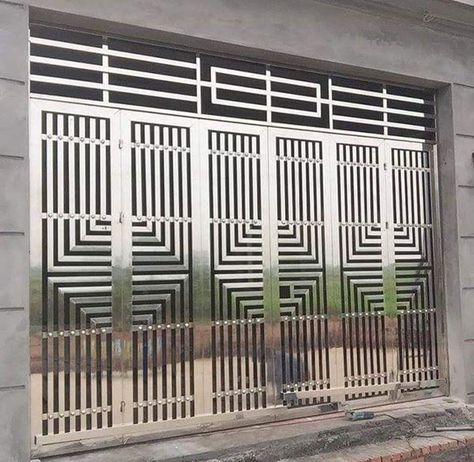 Main Grill Gate Design, Ss Gate, Ali Ansari, Aluminum Driveway Gates, Steel Double Doors, Steel Gates, Exterior Door Designs, Stainless Steel Gate, Gate Wall Design