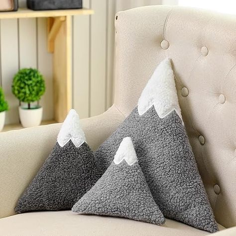 Amazon.com: Shellwei 3 Pcs Mountain Shaped Decorative Pillow Sherpa Cute Nursery Playroom Pillow Grey and White Nursery Accessories Kawaii Decorative Pillow Gift Toy for Girls Boy Kids : Baby Nature Kids Room, Grey And White Nursery, Accessories Kawaii, Nursery Decor Pillows, Cute Nursery, White Nursery, Nursery Playroom, Nursery Accessories, Natural Pillows