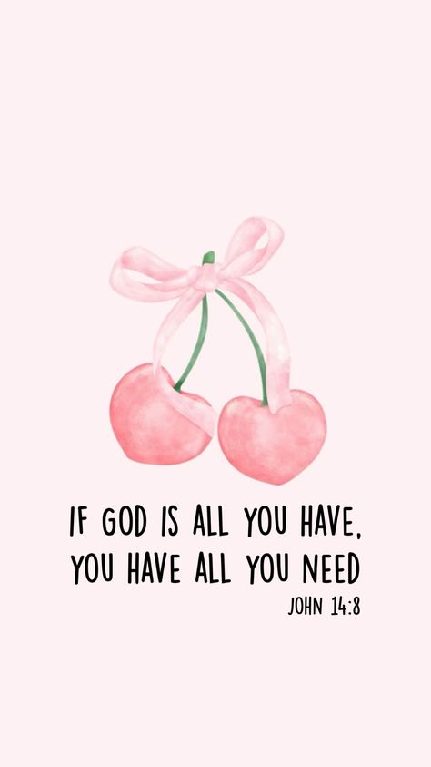 cherry wallpaper | christian wallpaper | pink wallpaper | God is all you need | Christian Wallpaper Pink, Cute Christian Wallpaper, Bible Verses For Girls, Cherry Wallpaper, Wallpaper Christian, Bible Quotes Background, Wallpaper God, Wallpaper Bible, Cute Bibles