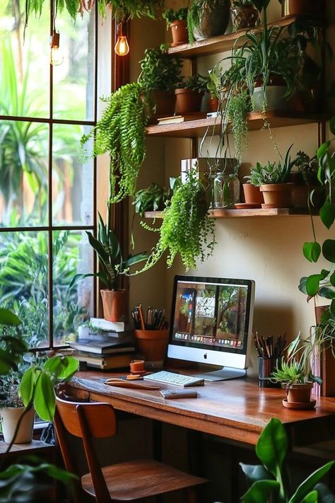 Improve air quality and add a touch of nature to your home office with indoor plants. Discover the best plants for a fresher workspace. 🌿🍃 #IndoorPlants #CleanAir #GreenHomeOffice Green Home Offices, Green Room Decor, Best Plants, Plant Aesthetic, Home Office Setup, Green Rooms, Office Setup, Clean Air, Cool Plants