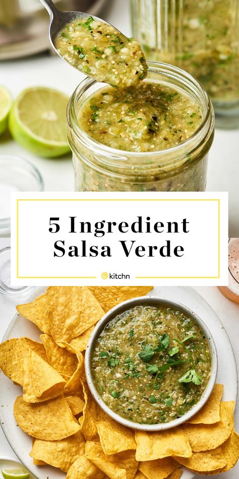 How To Make Fresh & Easy Salsa Verde (Just 5 Ingredients!) | Kitchn Easy Salsa Verde, Mexican Salsa Verde, Making Salsa, Green Salsa Recipe, Salsa Bar, Salsa Verde Recipe, Chile Jalapeño, Chile Serrano, Mexican Salsa