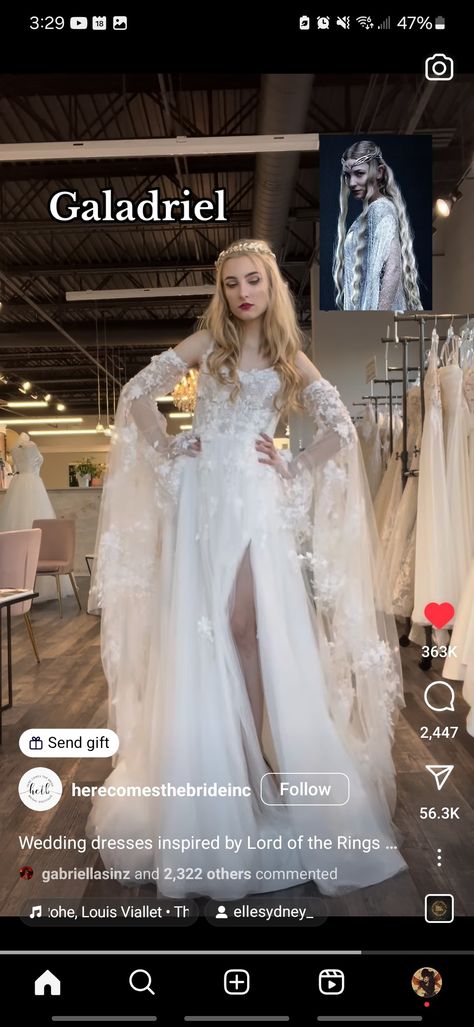 Galadriel Inspired Wedding Dress, Wedding Dresses Lord Of The Rings, Lord Of The Ring Wedding Dress, Wedding Dress Lord Of The Rings, Galadriel Wedding Dress, Lord Of The Rings Inspired Wedding Dress, Lord Of The Rings Outfit Inspiration, Lord Of The Rings Inspired Outfits, Lord Of The Rings Inspired Wedding