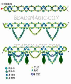 Free pattern for necklace Ameli | Beads Magic Jewellery Designing, Beaded Necklace Patterns, Diy Collier, Necklace Tutorial, Bead Weaving Patterns, Beaded Jewelry Tutorials, Necklace Patterns, Beaded Jewelry Patterns, Embroidery Jewelry