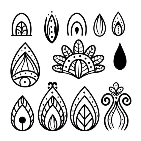 traditional floral motif Indian icon set Indian Patterns Simple, Traditional Indian Patterns, Traditional Motifs Design, Indian Motifs Traditional, Traditional Motifs, Indian Motif, Indian Motifs, Indian Embroidery Designs, Indian Patterns