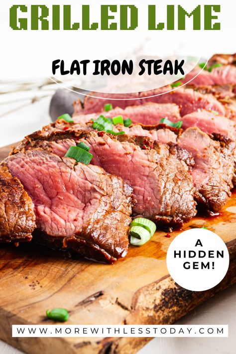 Flat Iron Steak is a hidden gem cut of steak. It is juicy and tender with exceptional flavor. Try our Grilled Lime Flat Iron Steak recipe which combines the tenderness of a filet mignon with the flavor of a sirloin. It is delicious! Flat Iron Steak Marinade, Flat Iron Steak Recipes, Best Grilled Steak, Steak Dinners, Vegetables Rice, Flat Iron Steak, Marinated Steak, Marinade Recipes, Juicy Steak