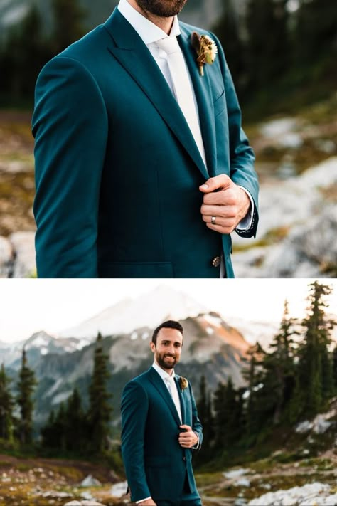 Wedding Colors Tuxedo, Teal Suit Wedding, Dark Teal Wedding Suit, Teal And Rust Wedding Groomsmen, Teal Suit Men, Teal Suits For Men, Teal Tuxedo Wedding, Teal Groom Suit, Teal Wedding Suit