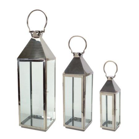 Free Shipping. Buy Set of 3 Contemporary Style Silver Metal and Glass Candle Lanterns 19.5"-34" at Walmart.com Contemporary Candles, Silver Lanterns, Floor Lantern, Glass Candle Lantern, Large Lanterns, Small Lanterns, Lantern Set, Selling Candles, Metal Lanterns