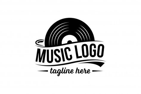 Vinyl record logo template Premium Vecto... | Free Vector #Freepik #freevector #freelogo #freevintage #freemusic #freeabstract Music Logo Design Ideas, Record Logo, Disco Logo, Sound Waves Design, Music Logos, Creative Logo Design Art, Music Abstract, Sound Logo, Vinyl Logo