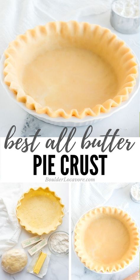 This All Butter Pie Crust is the only pie crust recipe you'll ever need. Made with a special ingredient it always works. It's easy to make, roll out and makes a delicious flaky pie crust every time. Can be regular or gluten-free too! Pie Crust Topping, Pie Crust Recipe No Chill, Bread Machine Pie Crust, All Butter Pie Crust Recipe, 9 Inch Pie Crust Recipe, No Chill Pie Crust Recipe, No Chill Pie Crust, Pie Crust Recipe With Butter, Butter Pie Crust Recipe