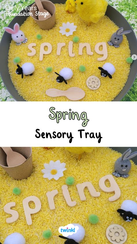 Explore sensory Spring tuff tray ideas just like this one by clicking the pin! Thanks to @cherrycabinchildcare Spring Tuft Tray Ideas, Turf Tray Ideas Easter, Spring Early Years Activities, Spring Tuff Tray Ideas For Babies, Spring Messy Play Ideas, Tuff Tray Spring Ideas, Spring Tuff Tray Ideas For Toddlers, Easter Tuff Tray Ideas Preschool, Spring Tuff Tray Ideas Eyfs