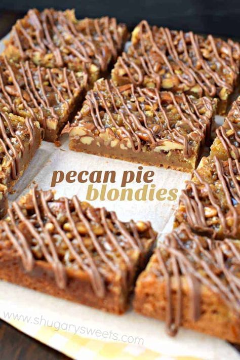 Pecan Pie Blondies Pecan Pie Cheesecake Bars, Lemon Cheesecake Bars, Cookie Toppings, Shugary Sweets, Sweet Bar, Pecan Pie Recipe, Fudge Recipes, Pecan Pie, Best Dessert Recipes