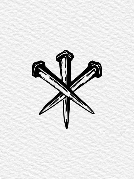 Iron Nail Tattoo, Whitechapel Tattoo, Crosshairs Tattoo, Crossed Cannons Tattoo, Stake Tattoo, Brutalist Tattoo, Screw Tattoo, Traditional Tattoo Drawings, Cupid Tattoo