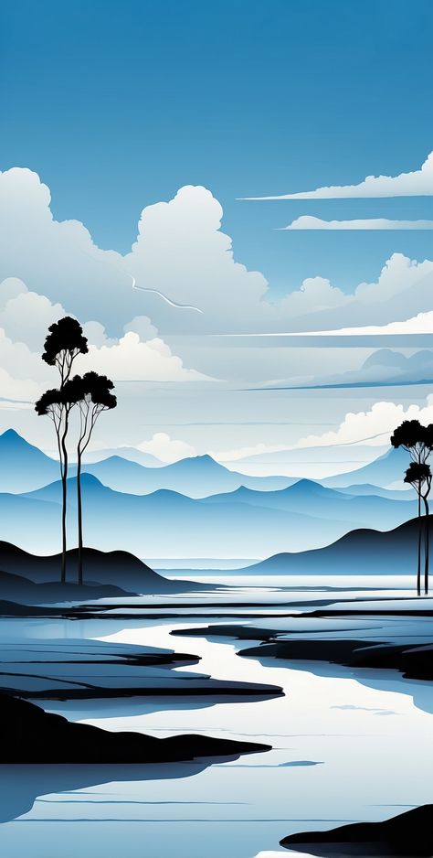 the world of vector art, where minimalism meets breathtaking landscapes. Immerse yourself in the beauty of blue gradient skies and captivating black and white designs. Samsung Wallpaper Hd, Galaxy Abstract, Black And White Designs, Illustration Wallpaper, Wallpaper Photo Gallery, Quran Surah, Background Hd Wallpaper, Minimal Wallpaper, 8k Wallpaper