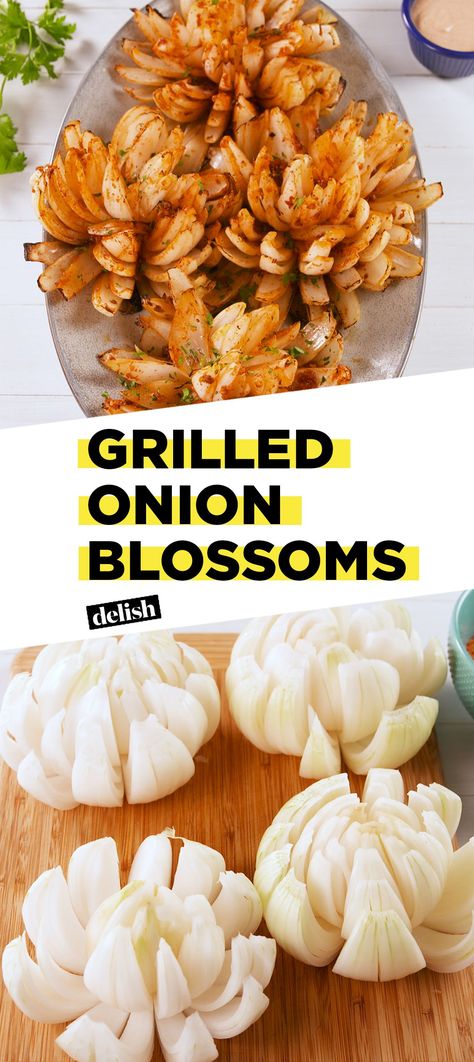 Best Charcoal Grill Recipes, Grilling Recipes Vegetarian, Spring Burger Recipes, Asian Grill Recipes, Cheap Grilling Ideas, Grilled Dessert Recipes, Things To Grill For Dinner, Onion Blossom Recipe, Onion Blossom