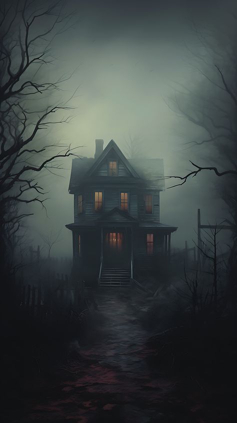 Scary House Aesthetic, Witch House Drawing, House Phone Wallpaper, Haunted House Wallpaper, Haunted House Pictures, Nursing Home Crafts, House Phone, Halloween Houses, Scary Houses