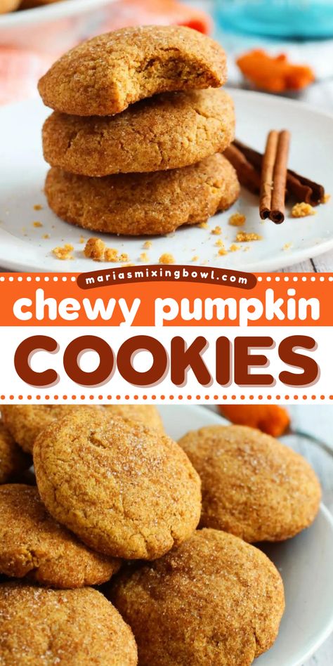 In search of sweet treats to make for Thanksgiving? Put these pumpkin spice cookies on your Thanksgiving dessert ideas! Everyone will love these Chewy Pumpkin Cookies that are loaded with rich, buttery flavors! Cookies With Pumpkin, Sweet Treats To Make, Chewy Pumpkin Cookies, Thanksgiving Dessert Ideas, Healthy Pumpkin Dessert, Pumpkin Cookies Easy, Cookie Dough Ingredients, Easy Pumpkin Dessert, Pumpkin Cookie Recipe