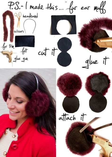 Fur Ear Muffs | 17 DIY Accessories To Keep You Cozy This Winter Winter Diy Crafts, Astuces Diy, Bonnet Crochet, Mason Jar Crafts Diy, Ear Muffs, Creation Couture, Winter Diy, Mason Jar Diy, Winter Crafts